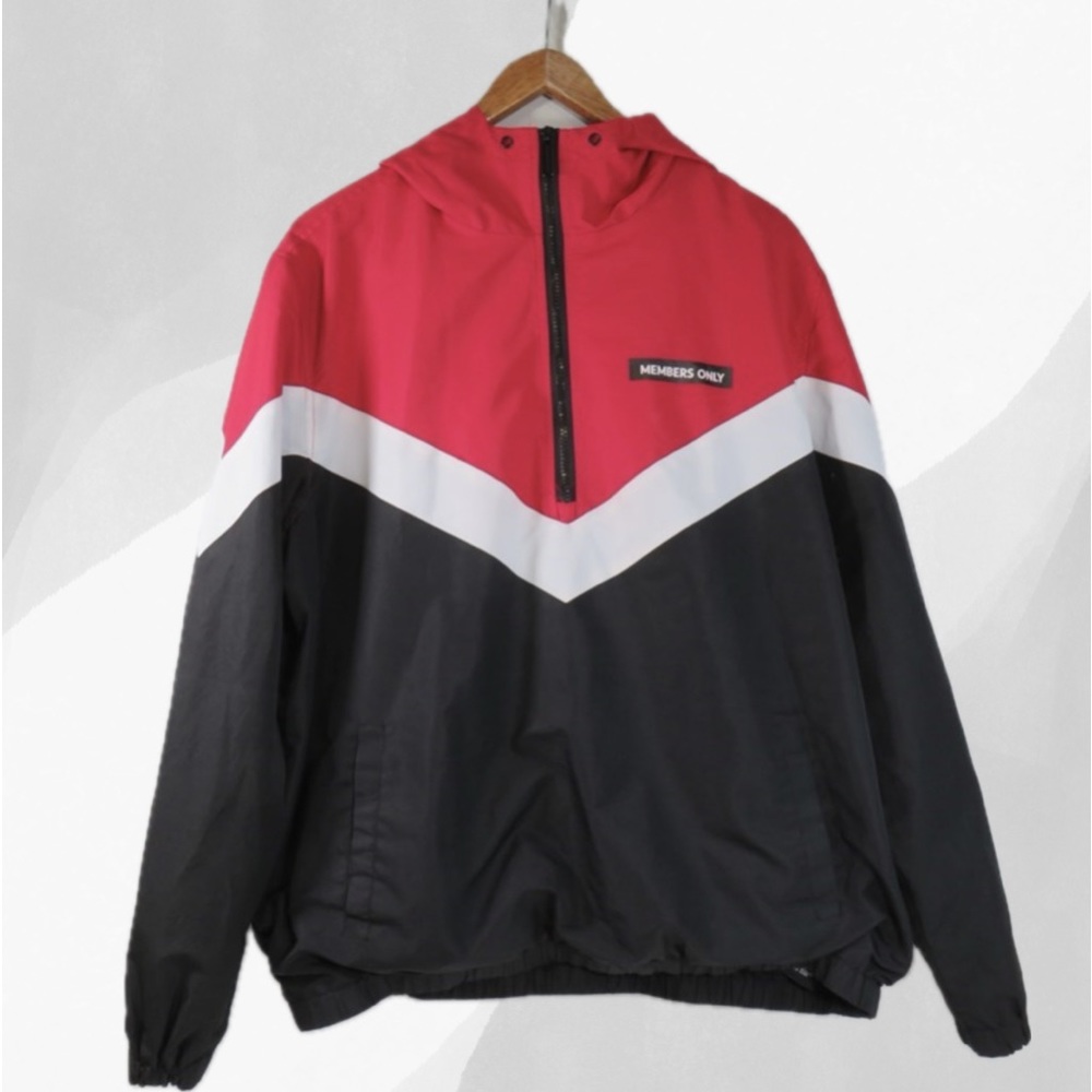 Members Only Quarter Zip Pullover Jacket - Red, W… - image 1